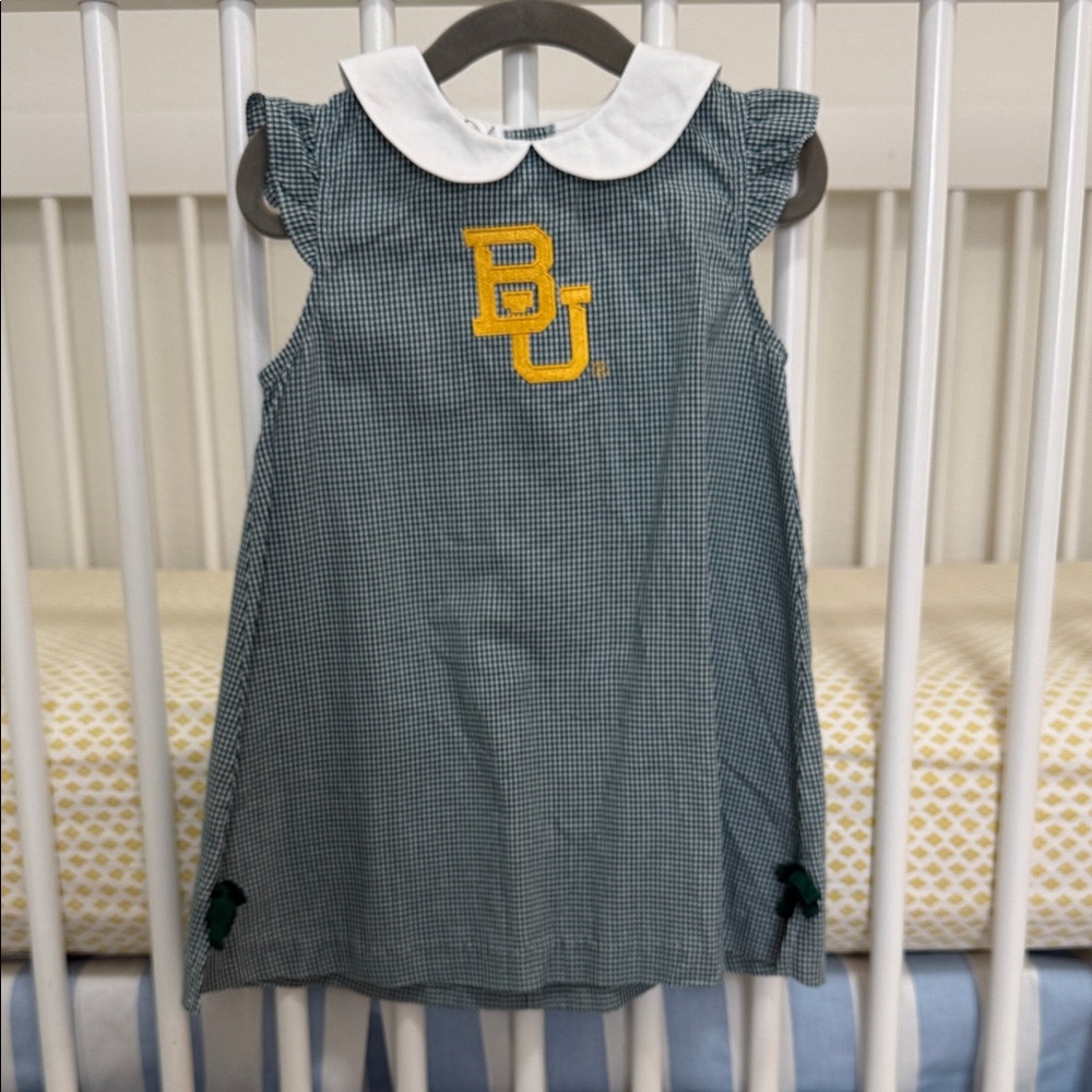 Baylor Univ Green Gingham Dress